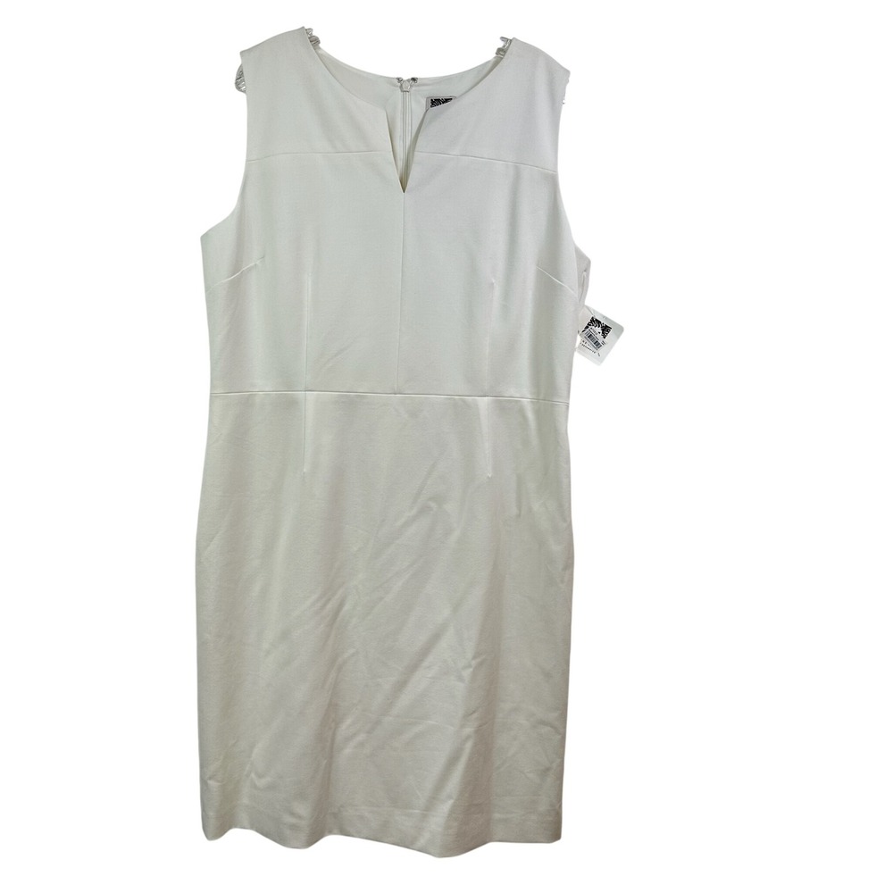 Anne Klein Suit Separates White Sleeveless V-Notch Sheath Dress Size 16 NWT
